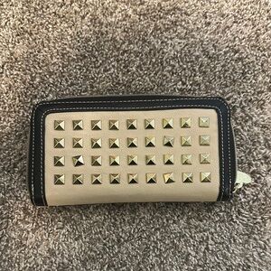 Betsey Johnson Black and Tan Studded Long Wallet